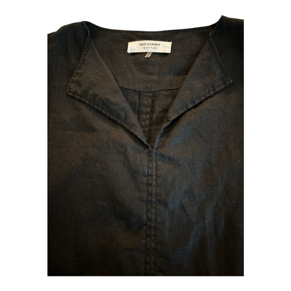 TRINA TURK linen top, boxy, hi/low,sz mefium, black, collared. 3/4 full sleeves - Picture 3 of 5